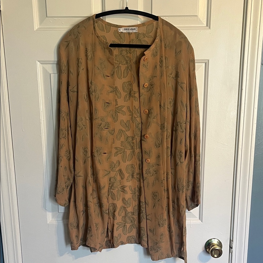 Giorgio Armani tan sheer top